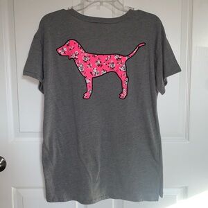 PINK Campus Tee with Floral Dog Logo